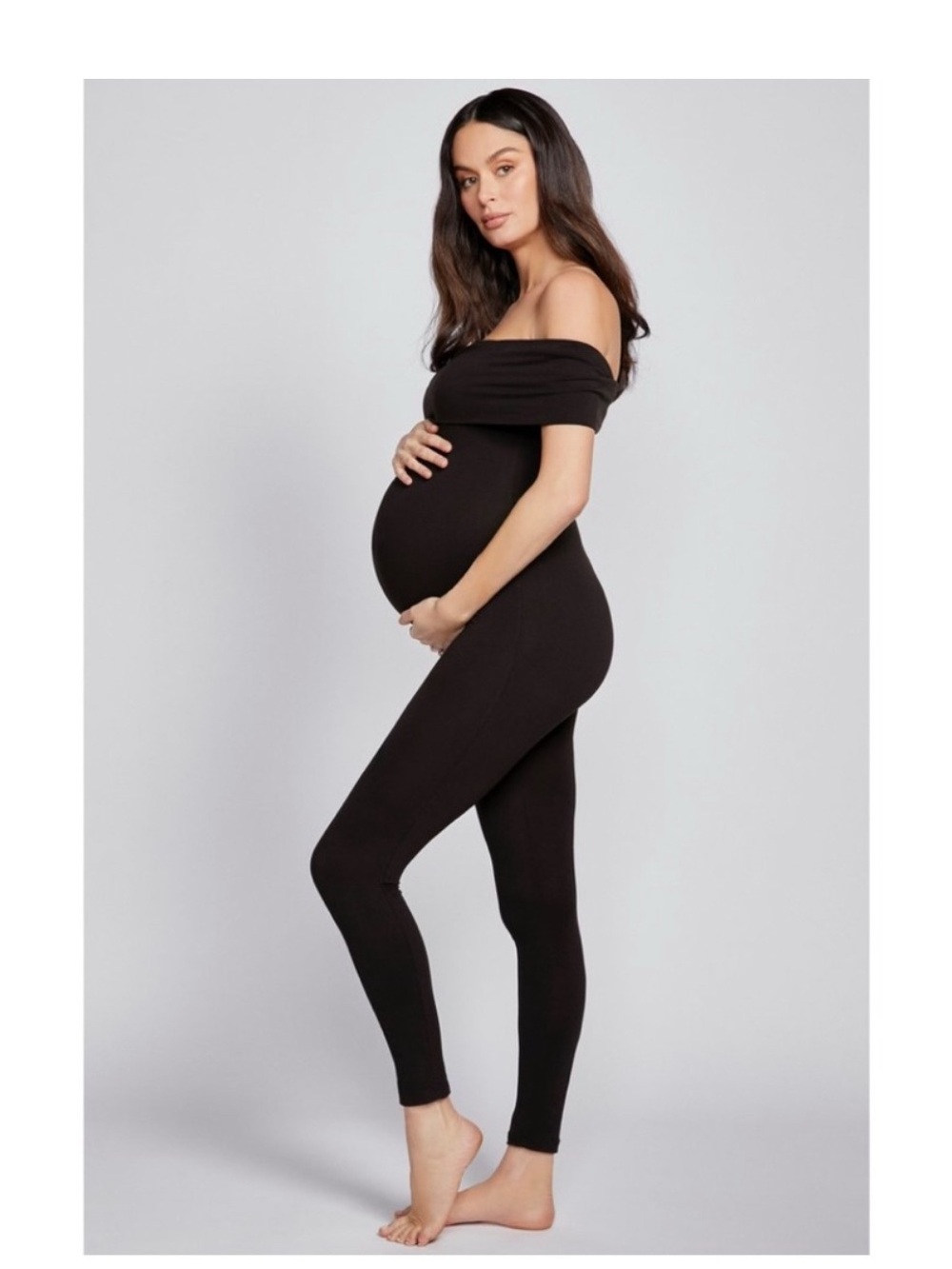 Bumpsuit The Harper NEW Off Shoulder Maternity  Jumpsuit BlackSz M